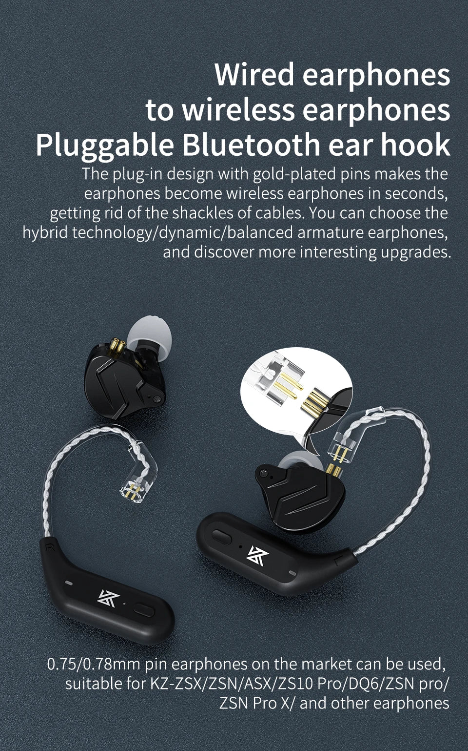 Cable de actualización inalámbrico KZ AZ09, compatible con Bluetooth 5,2
