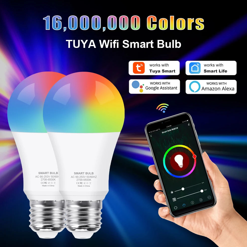 Bombilla Led inteligente E27, lámpara RGB CW WW, Wifi