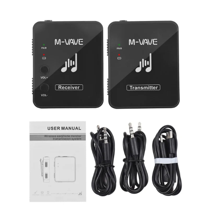 Sistema de transmisión de Monitor de auriculares inalámbricos, M-VAVE, 2,4 GHz, transmisor y receptor recargable.