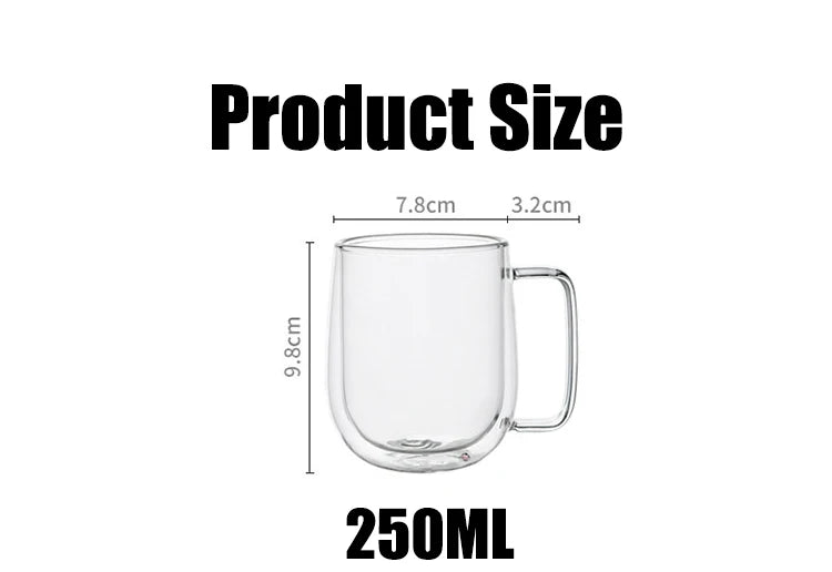 Taza de vidrio de doble pared resistente al calor 80-450ML