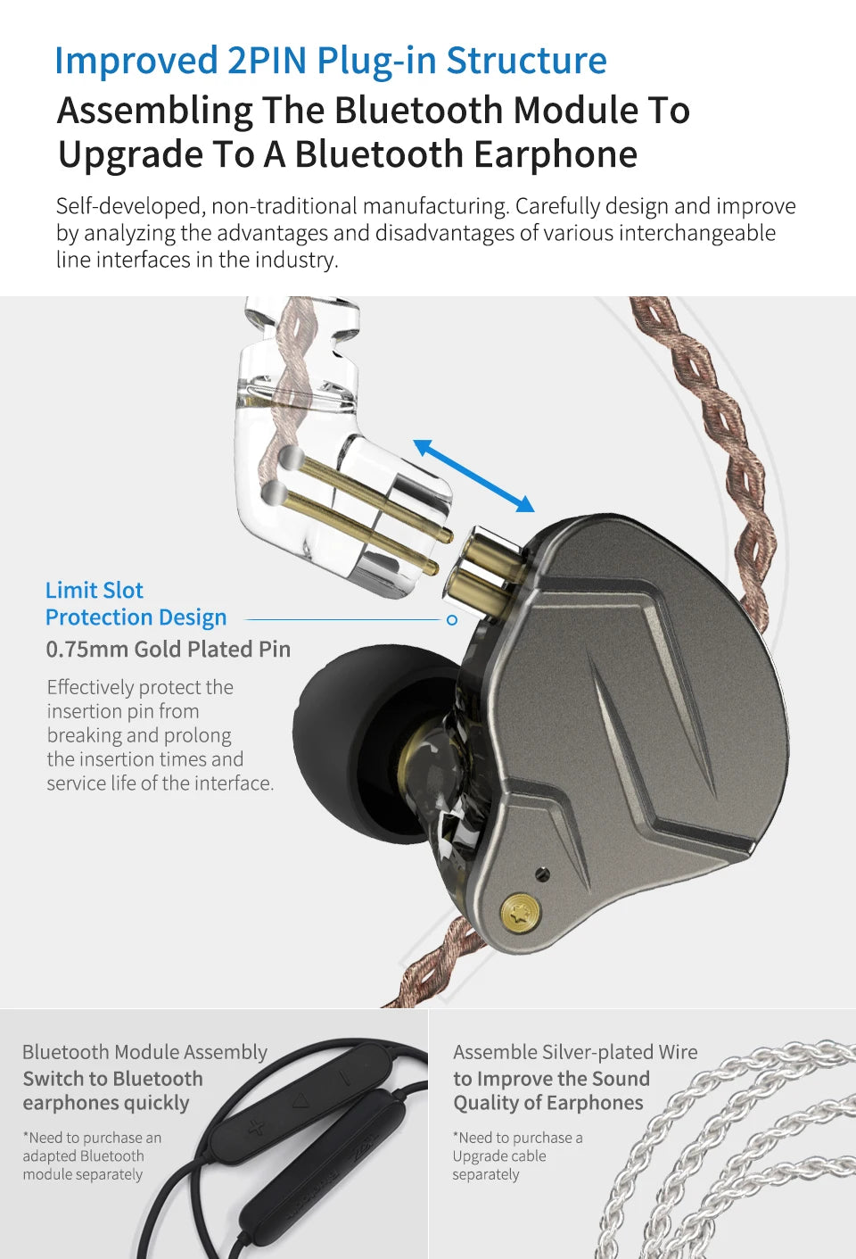 In Ears KZ ZSN Pro auriculares de Metal, 1BA 1DD + tecnología híbrida