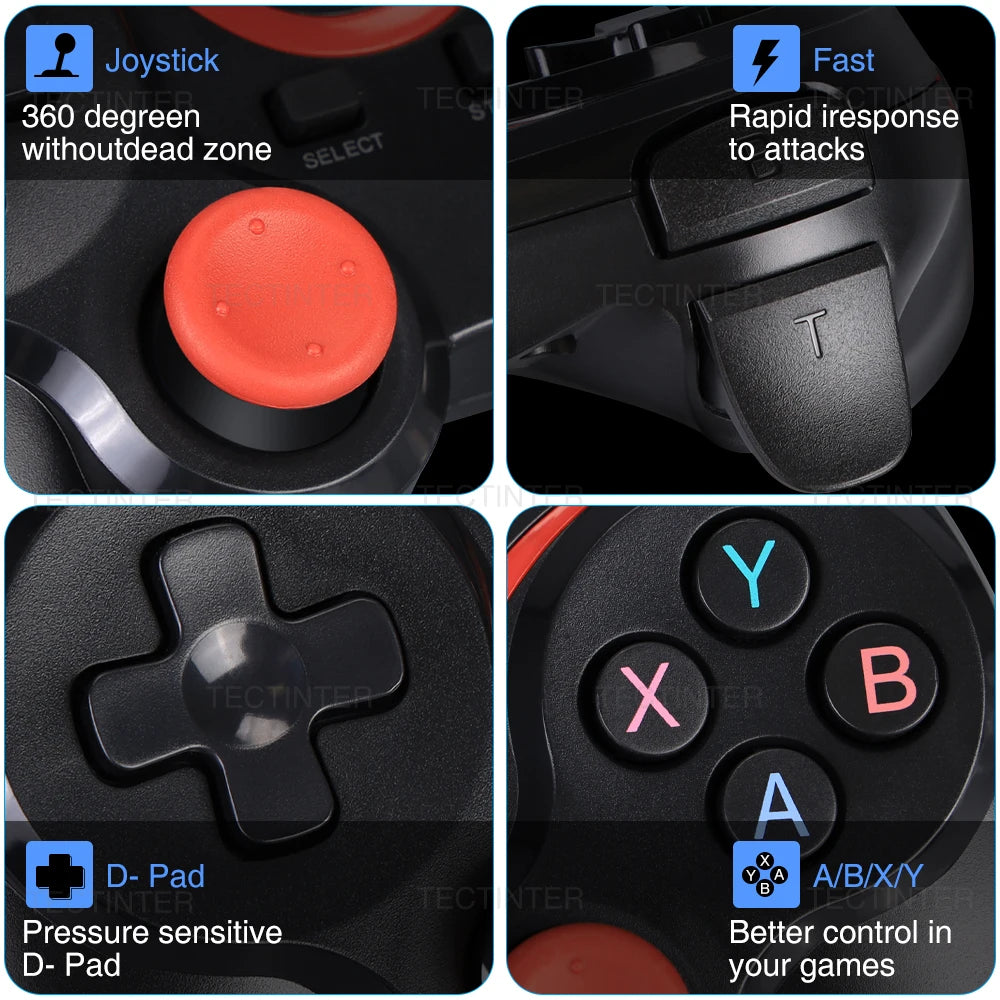 Controlador inalámbrico Terios T3, compatible con mando Bluetooth para Switch/PS3, Control para tableta, Android, teléfono inteligente, PC, Joystick