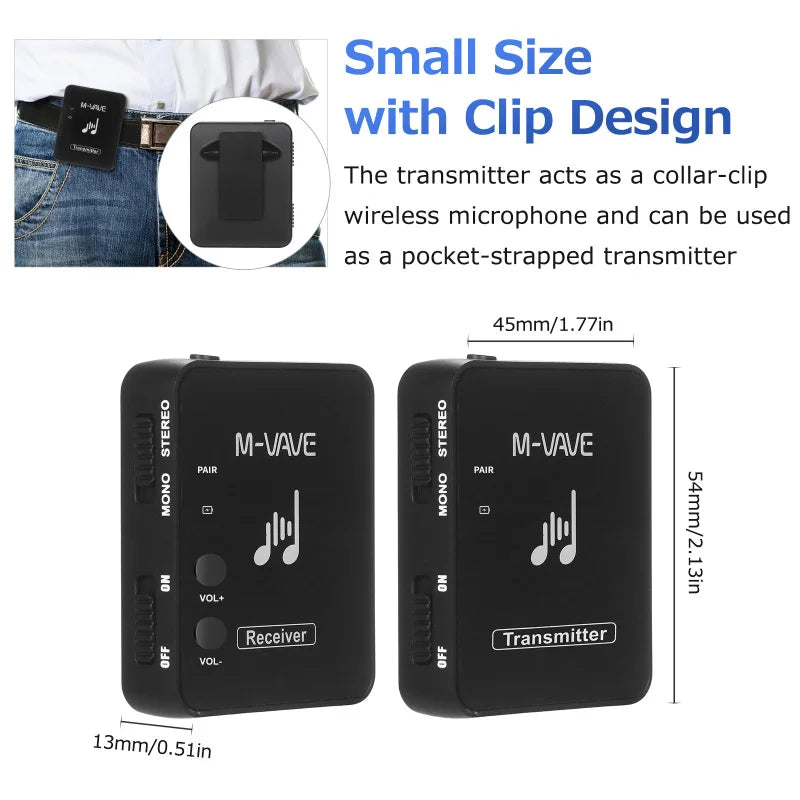 Sistema de transmisión de Monitor de auriculares inalámbricos, M-VAVE, 2,4 GHz, transmisor y receptor recargable.