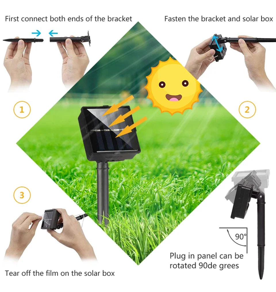 Guirnalda de luces alimentada por energía Solar Ultra larga