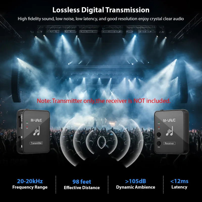 Sistema de transmisión de Monitor de auriculares inalámbricos, M-VAVE, 2,4 GHz, transmisor y receptor recargable.