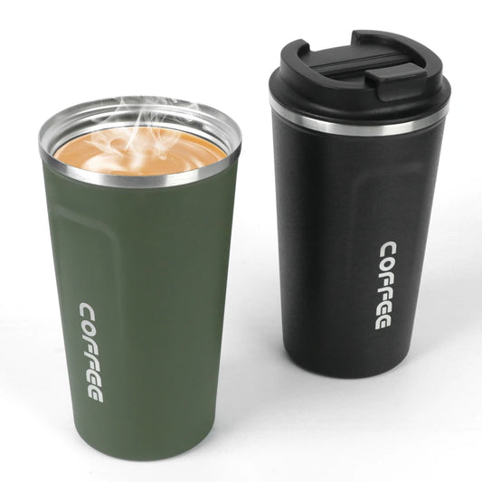 Taza Termo de café para coche, termo de viaje a prueba de fugas para té, agua, café, doble acero inoxidable, 380/510ML