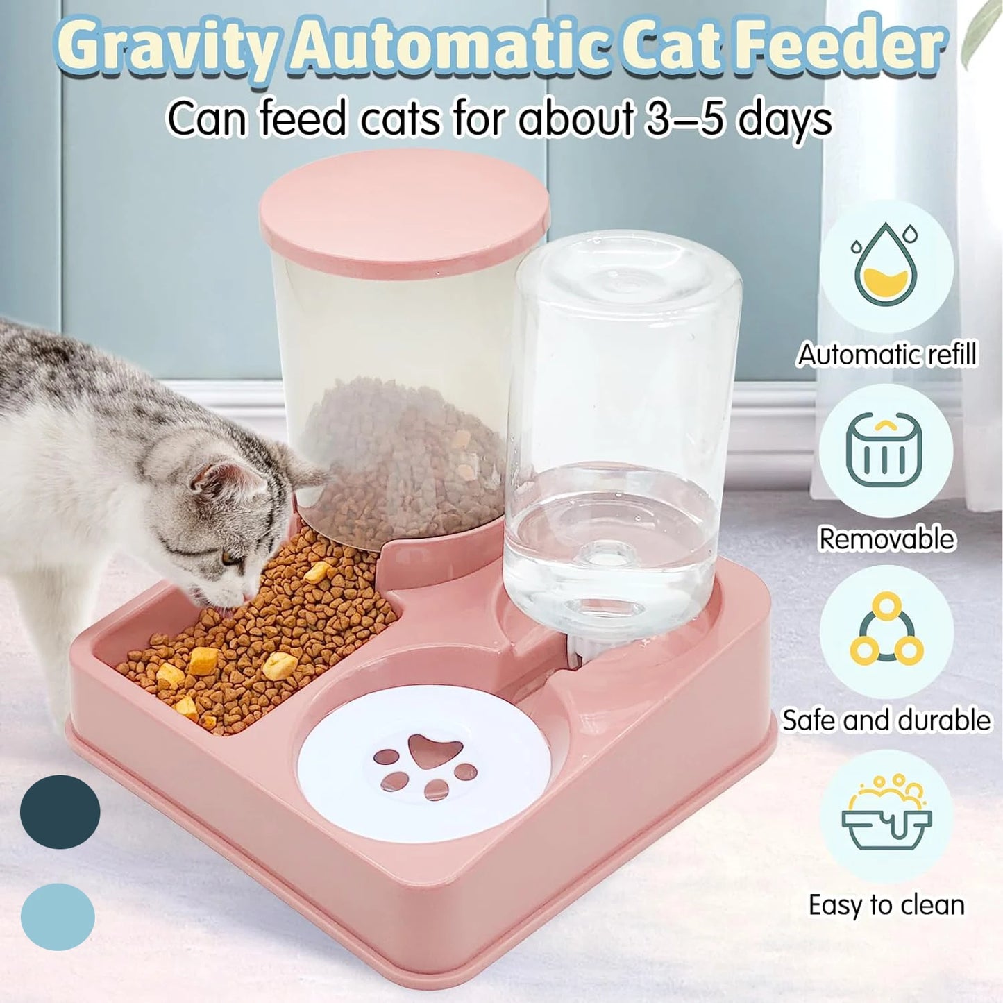 Juego de dispensador de agua con comedero automático para gatos