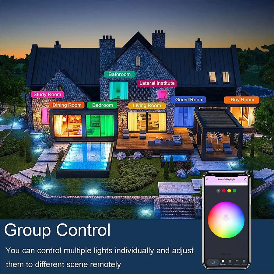 Luz de techo LED inteligente con WiFi, RGB, 220V