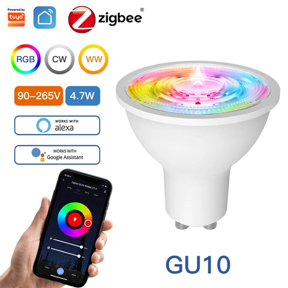 Bombillas Inteligentes GU10 MOES Tuya – Pack WiFi o ZigBee (RGB + C/W)
