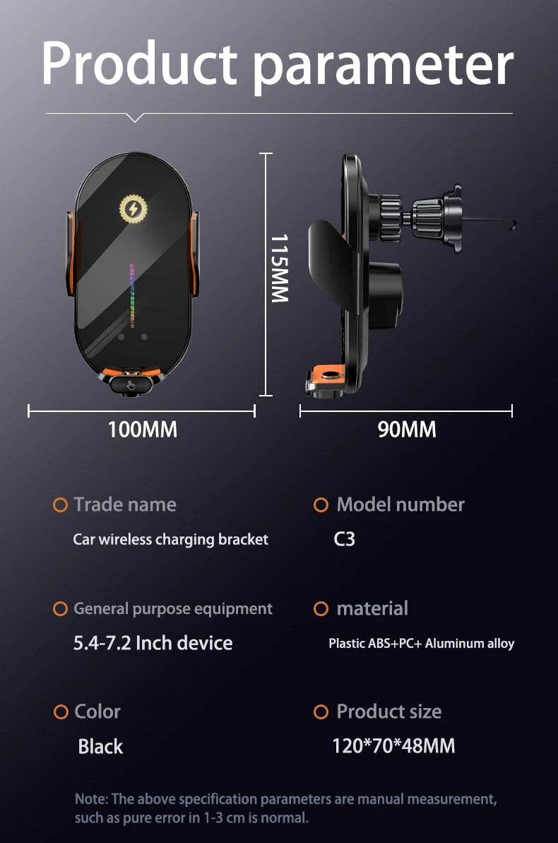 Soporte - Cargador de teléfono inalámbrico para Automóvil.  Estación de carga rápida!