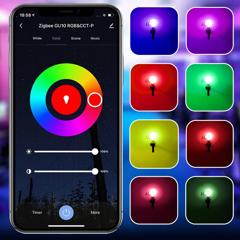 Bombillas Inteligentes GU10 MOES Tuya – Pack WiFi o ZigBee (RGB + C/W)