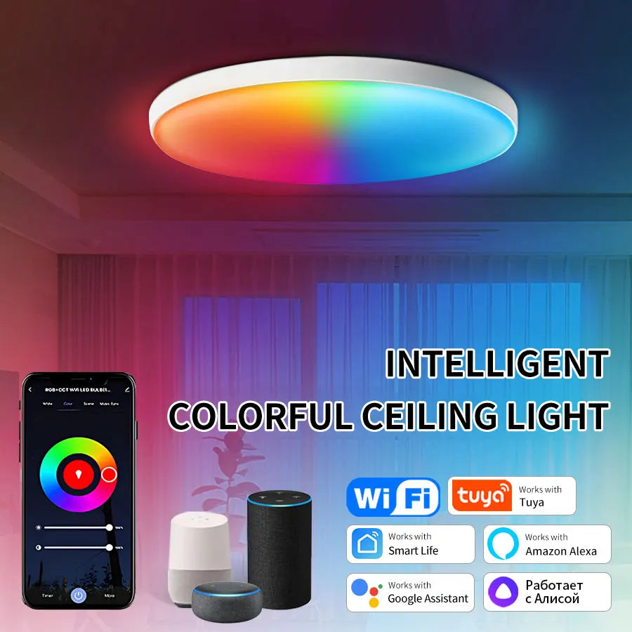 Luz de techo LED inteligente con WiFi, RGB, 220V