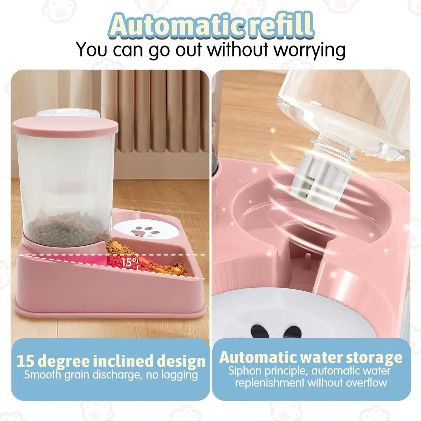 Juego de dispensador de agua con comedero automático para gatos