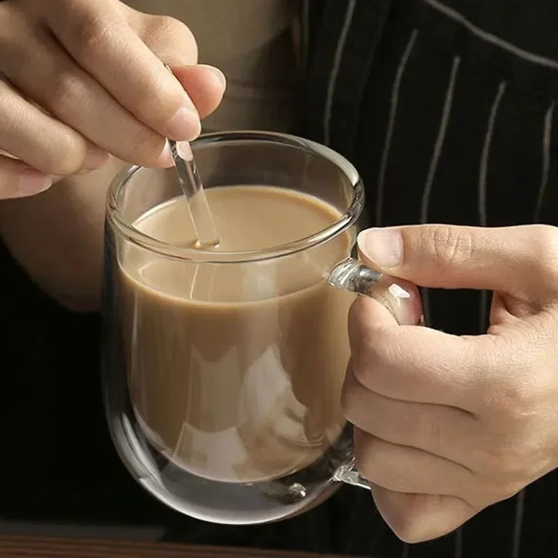 Taza de vidrio de doble pared resistente al calor 80-450ML