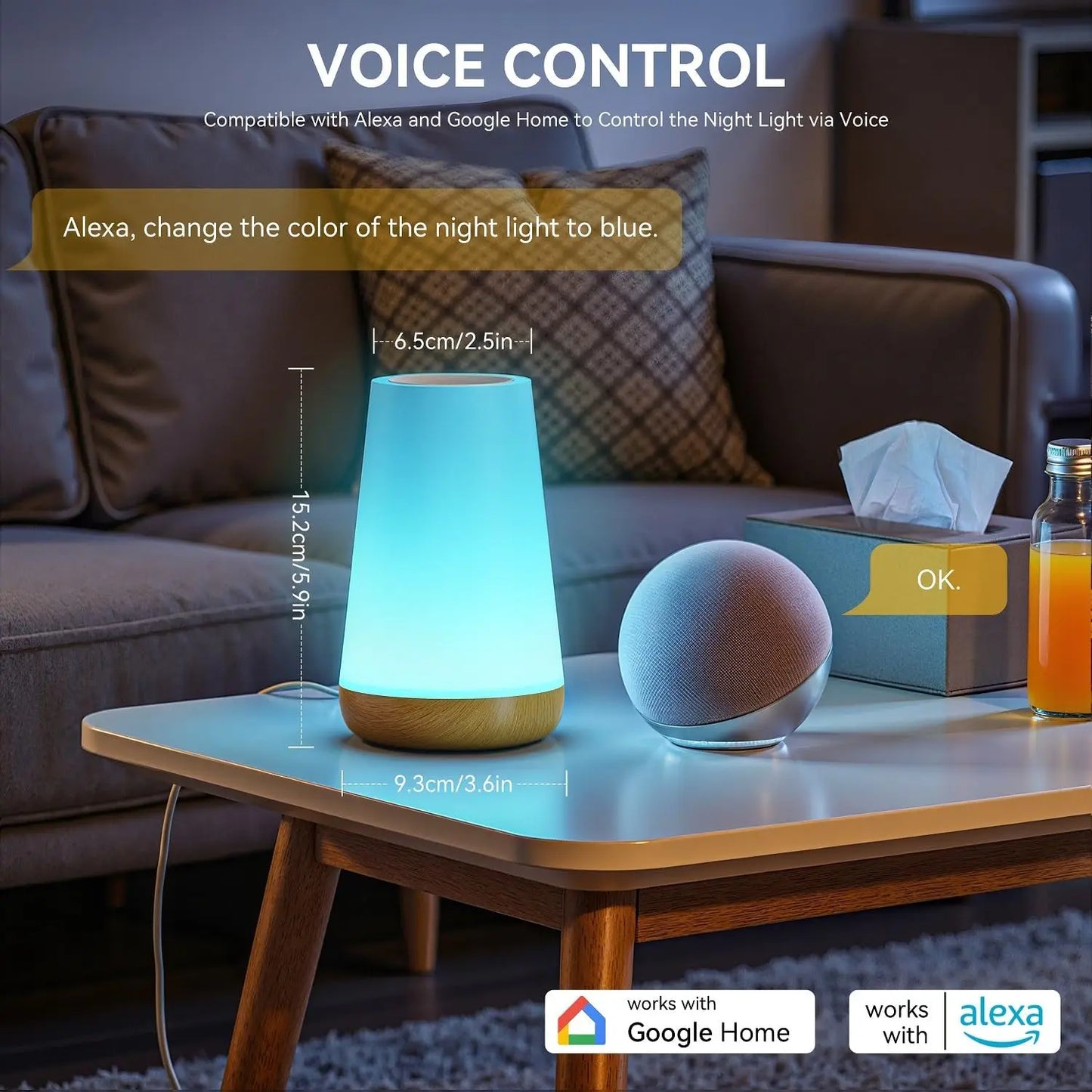 Lámpara de Mesa Inteligente WiFi Tuya – Luz Ambiental Smart con Control Remoto