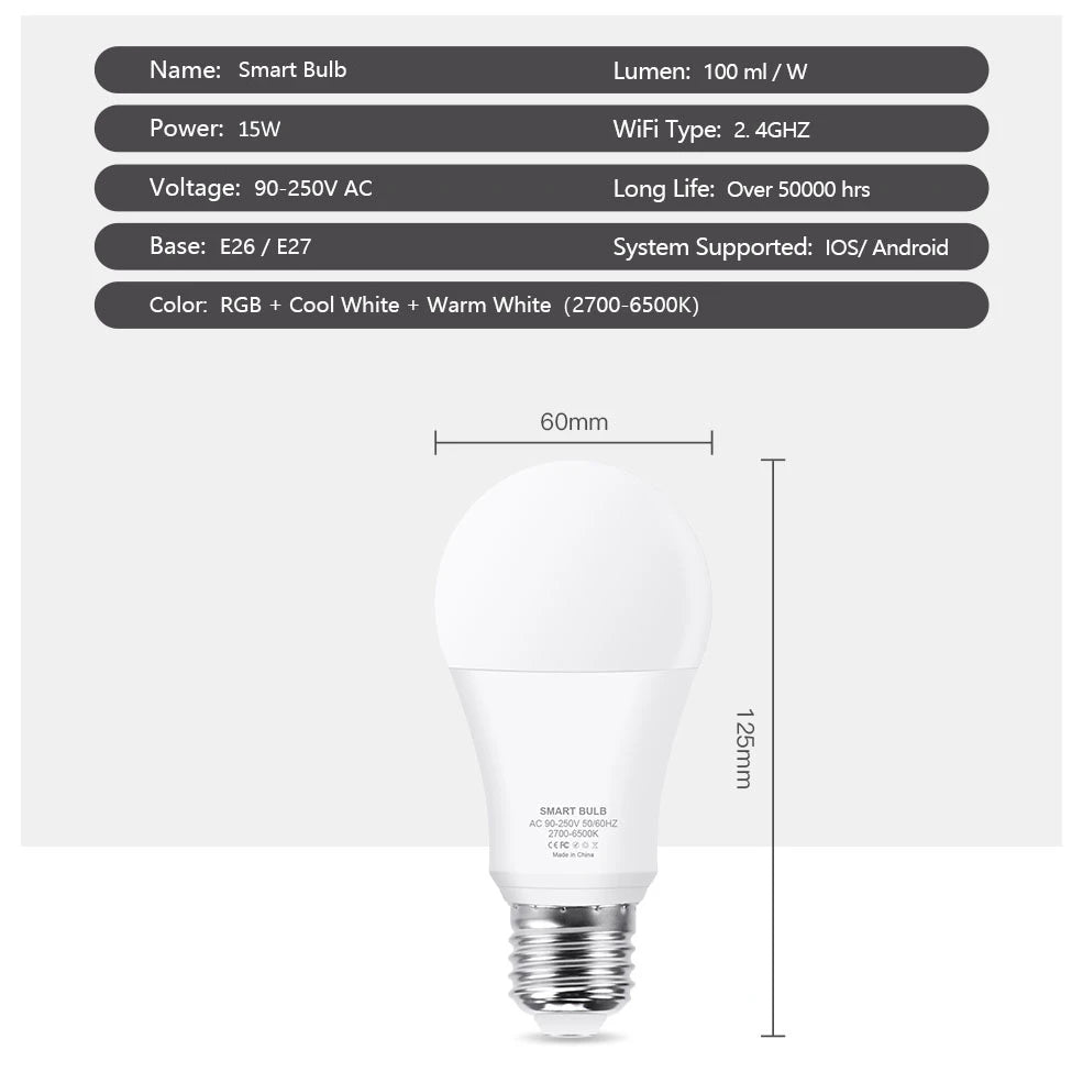 Bombilla Inteligente ZigBee Tuya E27 – Compatible con Alexa y Google Home