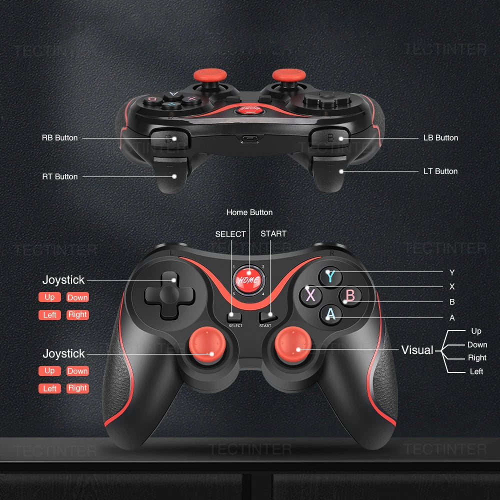 Controlador inalámbrico Terios T3, compatible con mando Bluetooth para Switch/PS3, Control para tableta, Android, teléfono inteligente, PC, Joystick