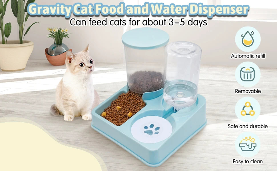 Juego de dispensador de agua con comedero automático para gatos