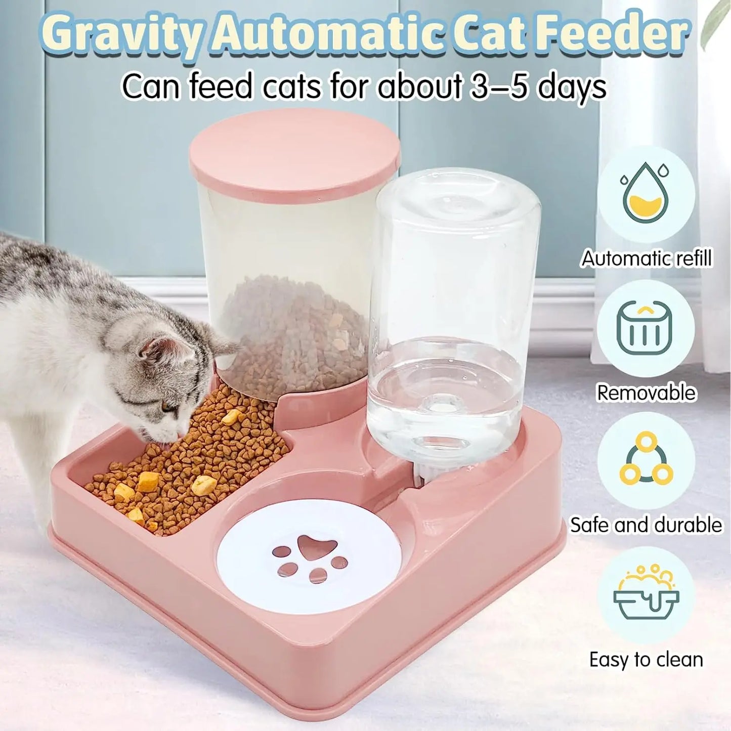 Juego de dispensador de agua con comedero automático para gatos