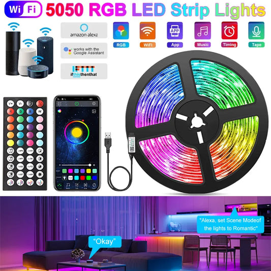 Tira de luces LED RGB 5050 con WIFI, USB, Bluetooth