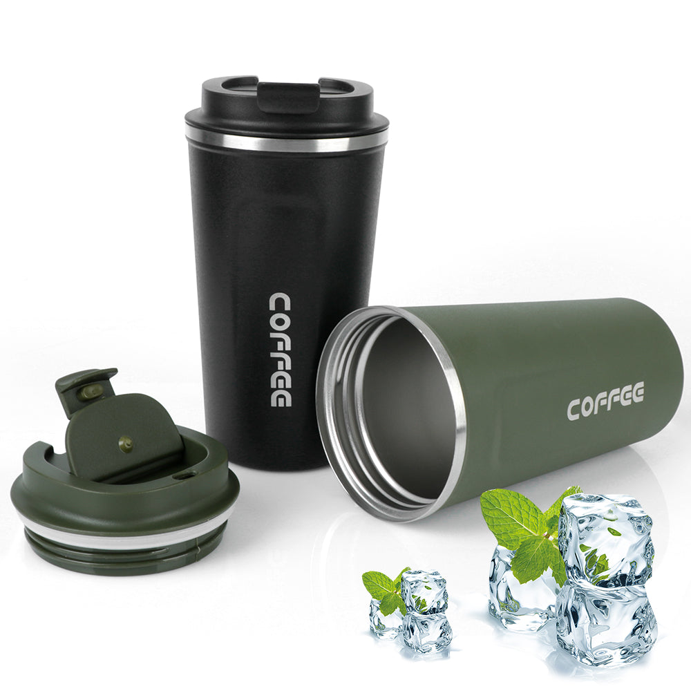 Taza Termo de café para coche, termo de viaje a prueba de fugas para té, agua, café, doble acero inoxidable, 380/510ML